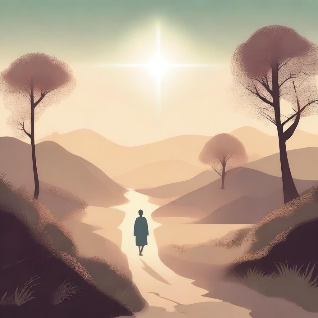 A serene and peaceful illustration depicting a Christian journey