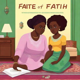 Create a book cover featuring a Nigerian mom in her thirties, fair in complexion, wearing full Nigerian attire