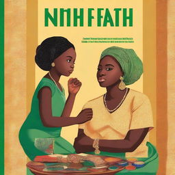 Create a book cover featuring a Nigerian mom in her thirties, fair in complexion, wearing full Nigerian attire