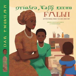 Create a book cover featuring a Nigerian mom in her thirties, fair in complexion, wearing full Nigerian attire