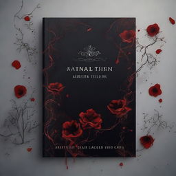 Create a dark book cover featuring blood dripping from flowers and twisted veins