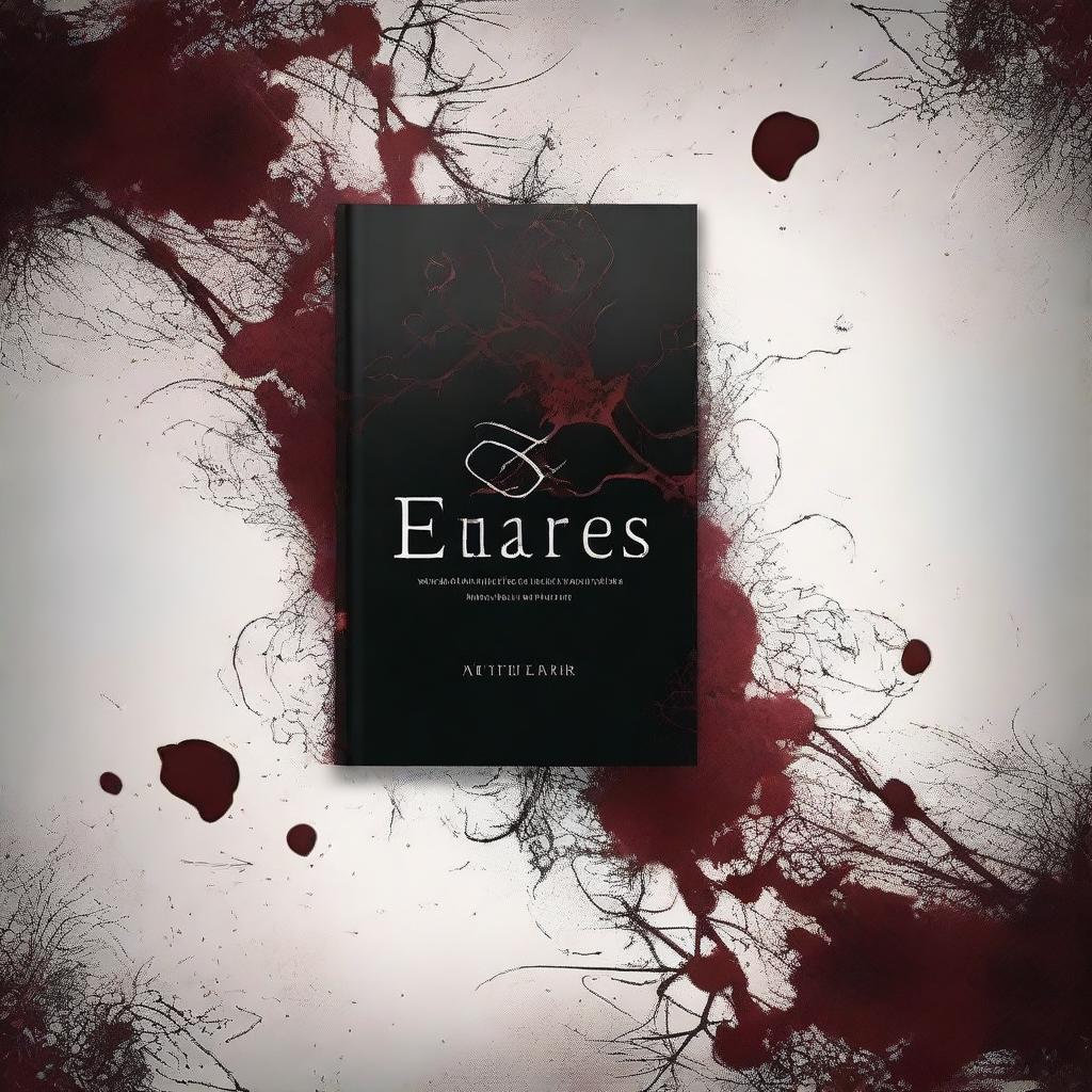 Create a dark book cover featuring blood dripping from flowers entangled in twisted veins