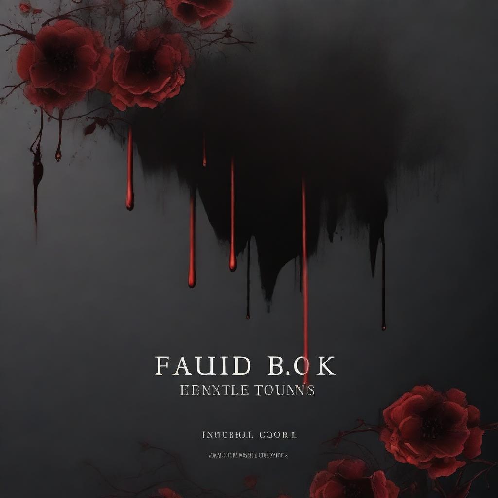 Create a dark book cover featuring blood dripping from flowers and twisted veins