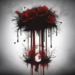 Create a dark book cover featuring blood dripping from flowers and twisted veins