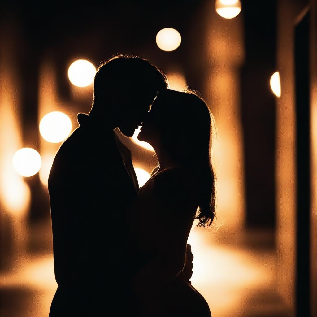 Create an image of a couple kissing in the dark