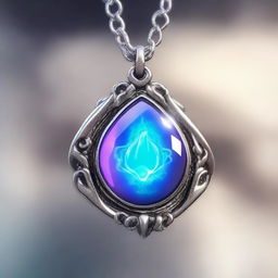 In Dungeons & Dragons art style, create an image of a small, silver amulet shaped like a cloud