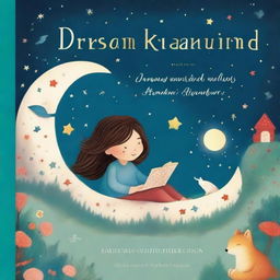 An enchanting and whimsical book cover titled 'Dreamland Adventures: Histórias para Dormir'