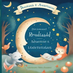 An enchanting and whimsical book cover titled 'Dreamland Adventures: Histórias para Dormir'