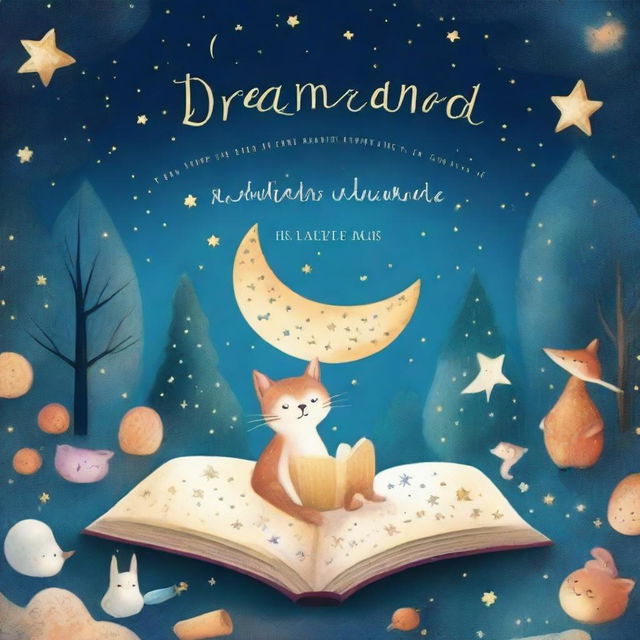 An enchanting and whimsical book cover titled 'Dreamland Adventures: Histórias para Dormir'