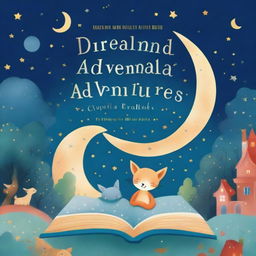 An enchanting and whimsical book cover titled 'Dreamland Adventures: Histórias para Dormir'