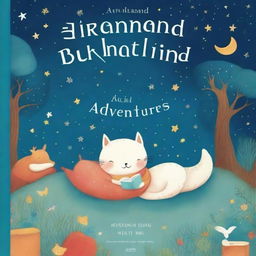 An enchanting and whimsical book cover titled 'Dreamland Adventures: Bedtime Stories'