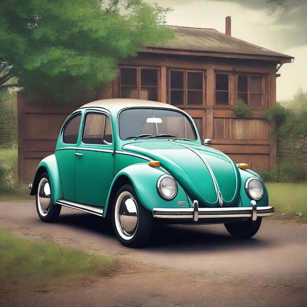 Create a realistic image of an old Volkswagen Beetle