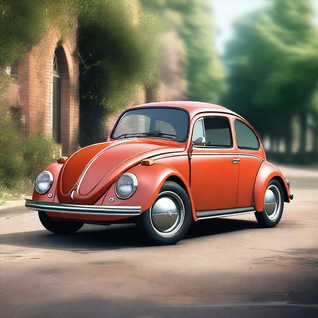 Create a realistic image of an old Volkswagen Beetle