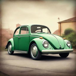 Create a realistic image of an old Volkswagen Beetle