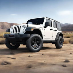 Create realistic images of a hybrid vehicle that combines the power and classic style of the Jeep Wrangler with the compact and fun design of the Fiat 500