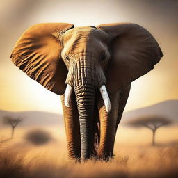 A realistic image of a majestic elephant standing in the savannah