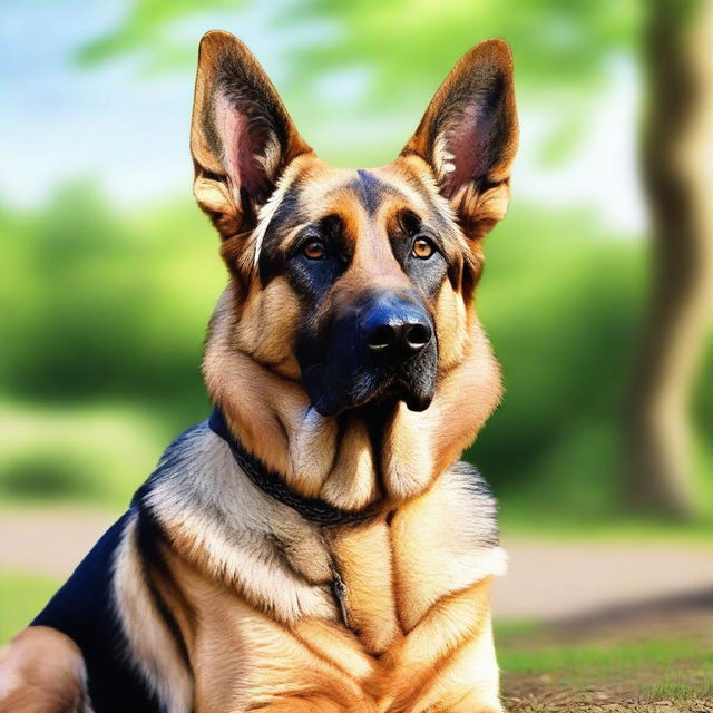 A highly detailed and realistic image of a German Shepherd Dog