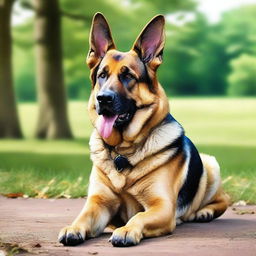 A highly detailed and realistic image of a German Shepherd Dog