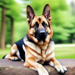 A highly detailed and realistic image of a German Shepherd Dog