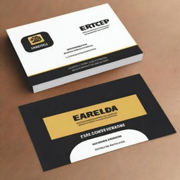 Design a business visiting card in black and gold finish for a contractor and supplier of earthmoving machines and other civil use equipment