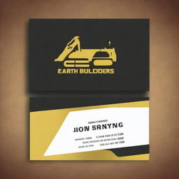 Design a business visiting card in black and gold finish for a contractor and supplier of earthmoving machines and other civil use equipment