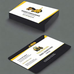 Design a business visiting card in black and gold finish for a contractor and supplier of earthmoving machines and other civil use equipment