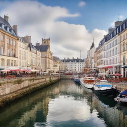 A picturesque view of the city of Brest, featuring its historical landmarks, beautiful architecture, and vibrant street life