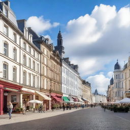 A picturesque view of the city of Brest, featuring its historical landmarks, beautiful architecture, and vibrant street life