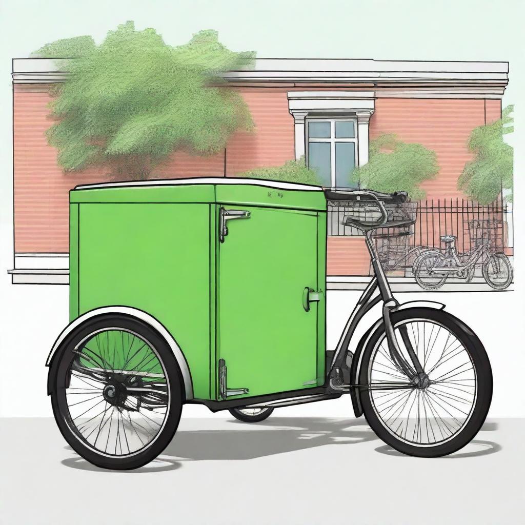 A detailed illustration of a rear cargo tricycle