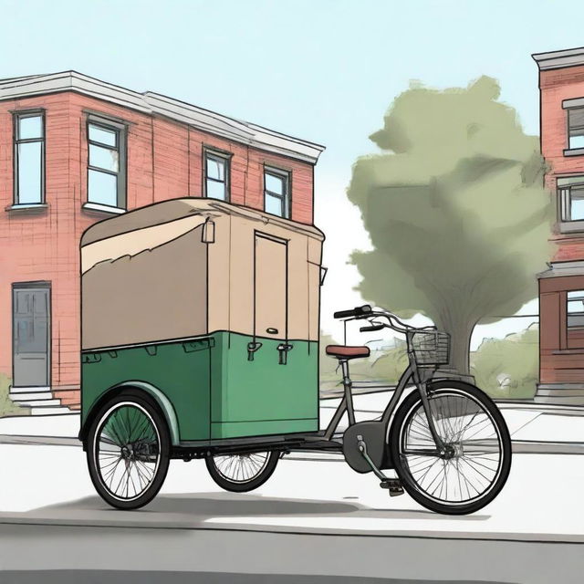 A detailed illustration of a rear cargo tricycle