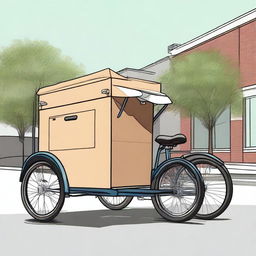 A detailed illustration of a rear cargo tricycle