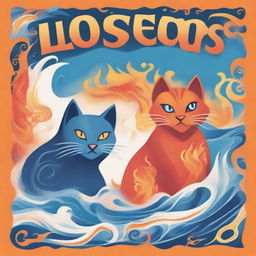 A book cover featuring three cats, each representing a different elemental power: fire, air, and water