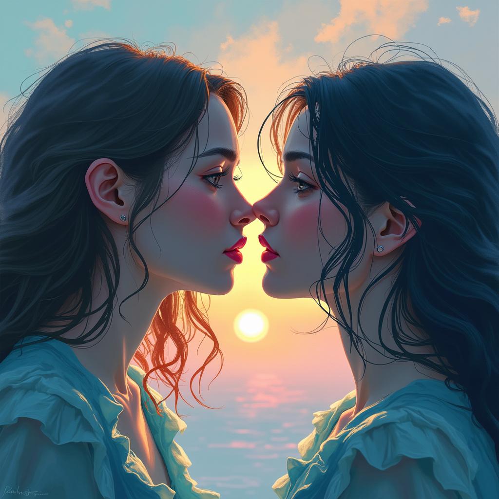 Create a high-quality, beautiful YouTube graphic featuring the title 'Idyllic Connection,' depicting themes of connection and harmony between two individuals with a pastel, abstract theme