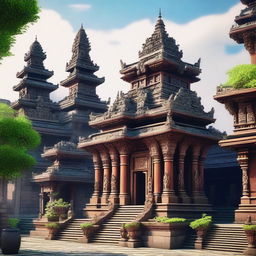 A majestic temple dedicated to the God of Martyrs, situated in the heart of a bustling castle town