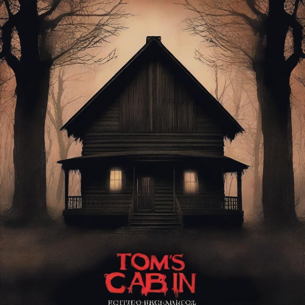 A horror film poster titled 'Tom's Cabin' featuring a demonic black Topsy from Uncle Tom's Cabin