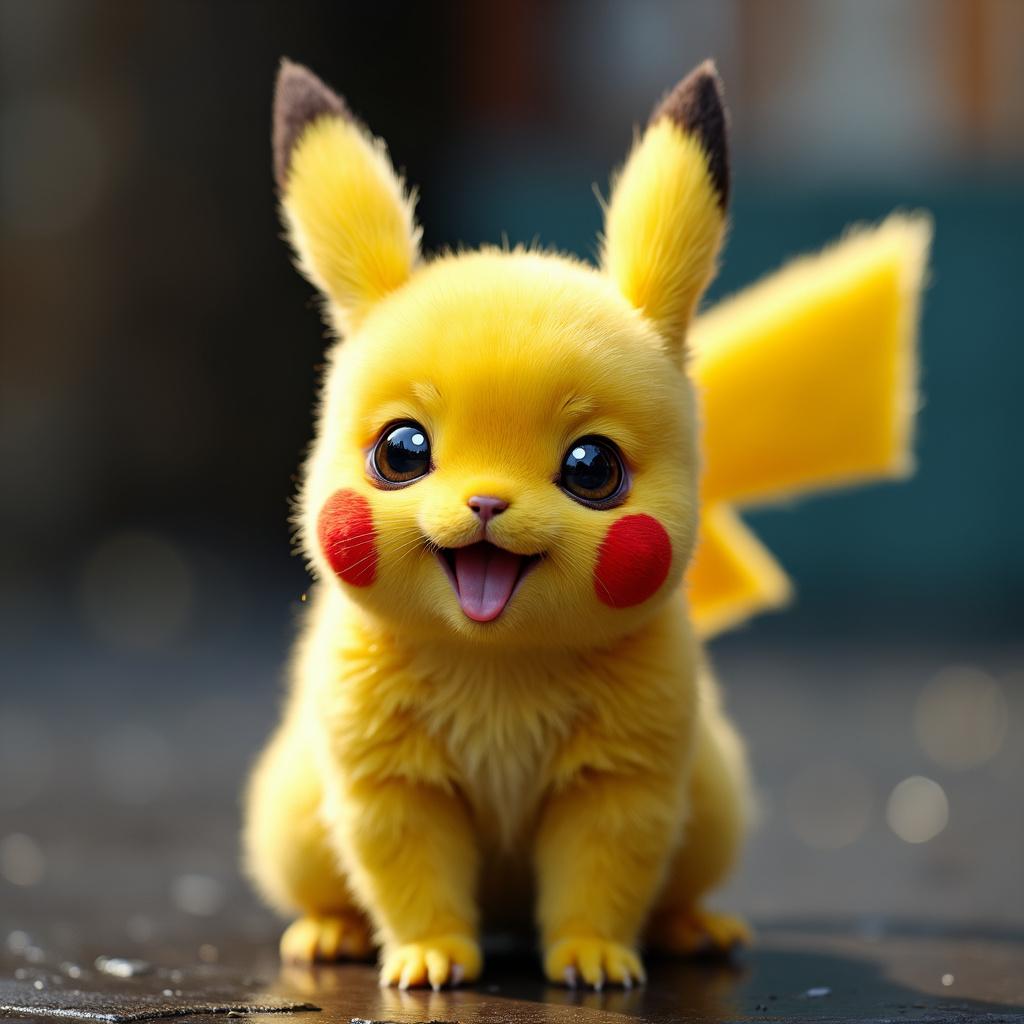 A very cute baby Pikachu in 4K resolution, captured with cinematic photography