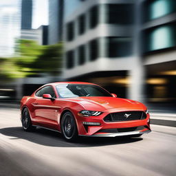 A modern Mustang GT car, showcasing its sleek design and powerful stance