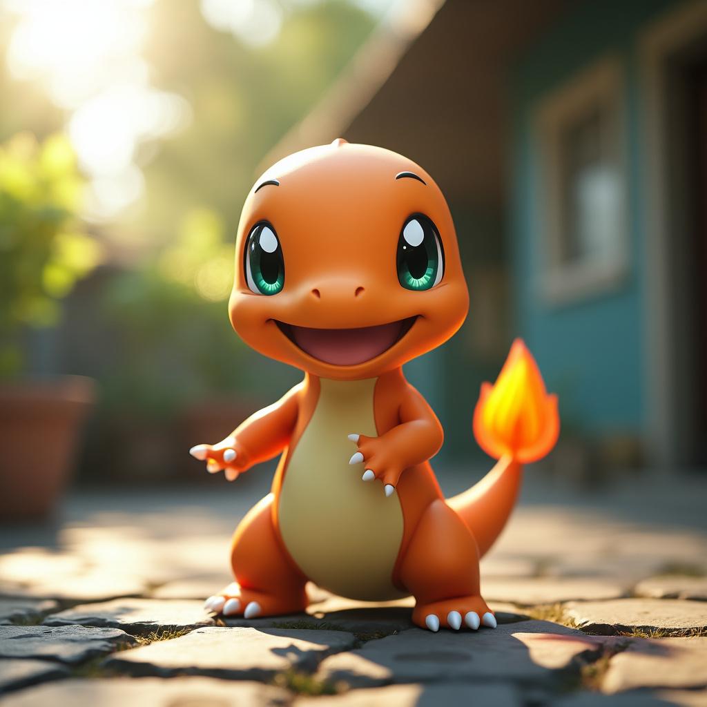 A very cute baby Charmander in 4K resolution, captured with cinematic photography