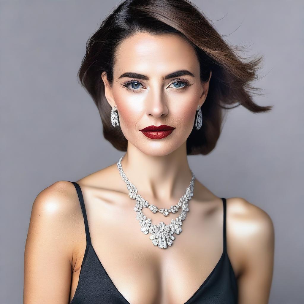 A tasteful image of a woman with her chest visible, focusing on elegance and beauty