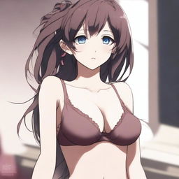 A tasteful image of an anime girl wearing a bra