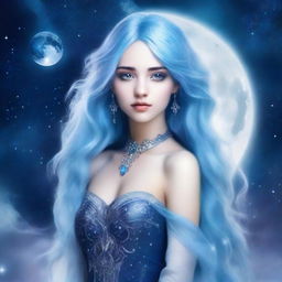 Create a book cover featuring a girl with striking blue hair