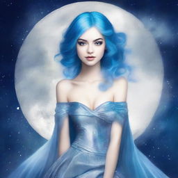 Design a captivating book cover featuring a girl with vibrant blue hair