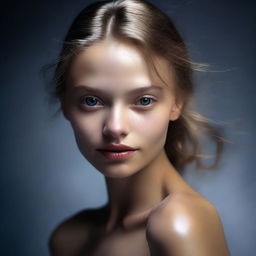 Create an image of the most exhilarating and beautiful Russian girl ever, with an irresistible enchanting sweet facial expression