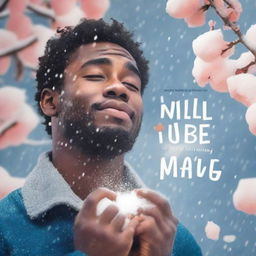 A romantic comedy book cover featuring a handsome black man crying in the snow