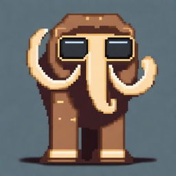 A pixel art depiction of a mammoth wearing cool sunglasses and a gold chain