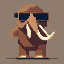 A pixel art depiction of a mammoth wearing cool sunglasses and a gold chain