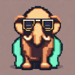 A pixel art depiction of a mammoth wearing cool sunglasses and a gold chain