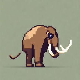 A pixel art depiction of a mammoth from the side view, wearing cool sunglasses and a gold chain