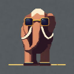 A pixel art depiction of a mammoth from the side view, wearing cool sunglasses and a gold chain