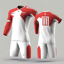 A simple red and white themed jersey design